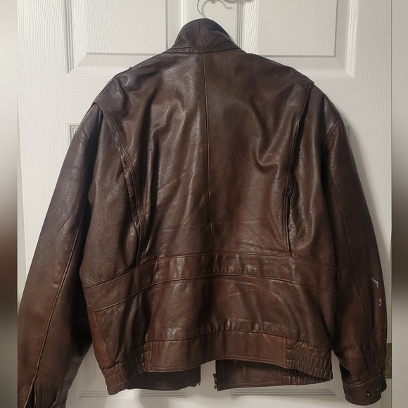 Philippe Monet leather bomber jacket size 44 brown - Picture 2 of 4